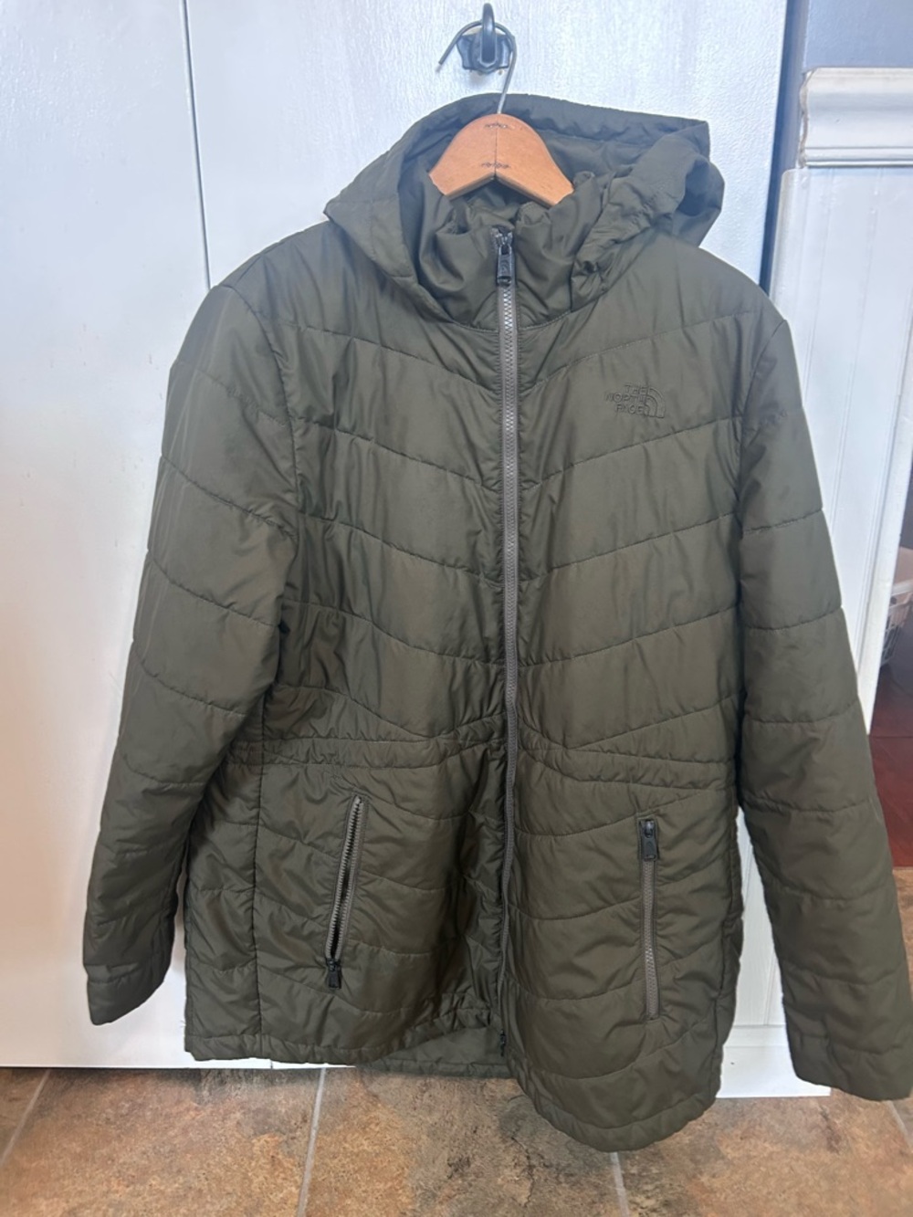 The North Face Women’s Olive Green Quilted Hooded Jacket